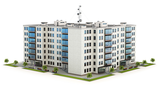 Graphical representation of a low-rise modern condominium